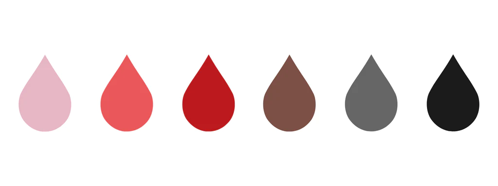 Menstruationsblut verschiedene Farben