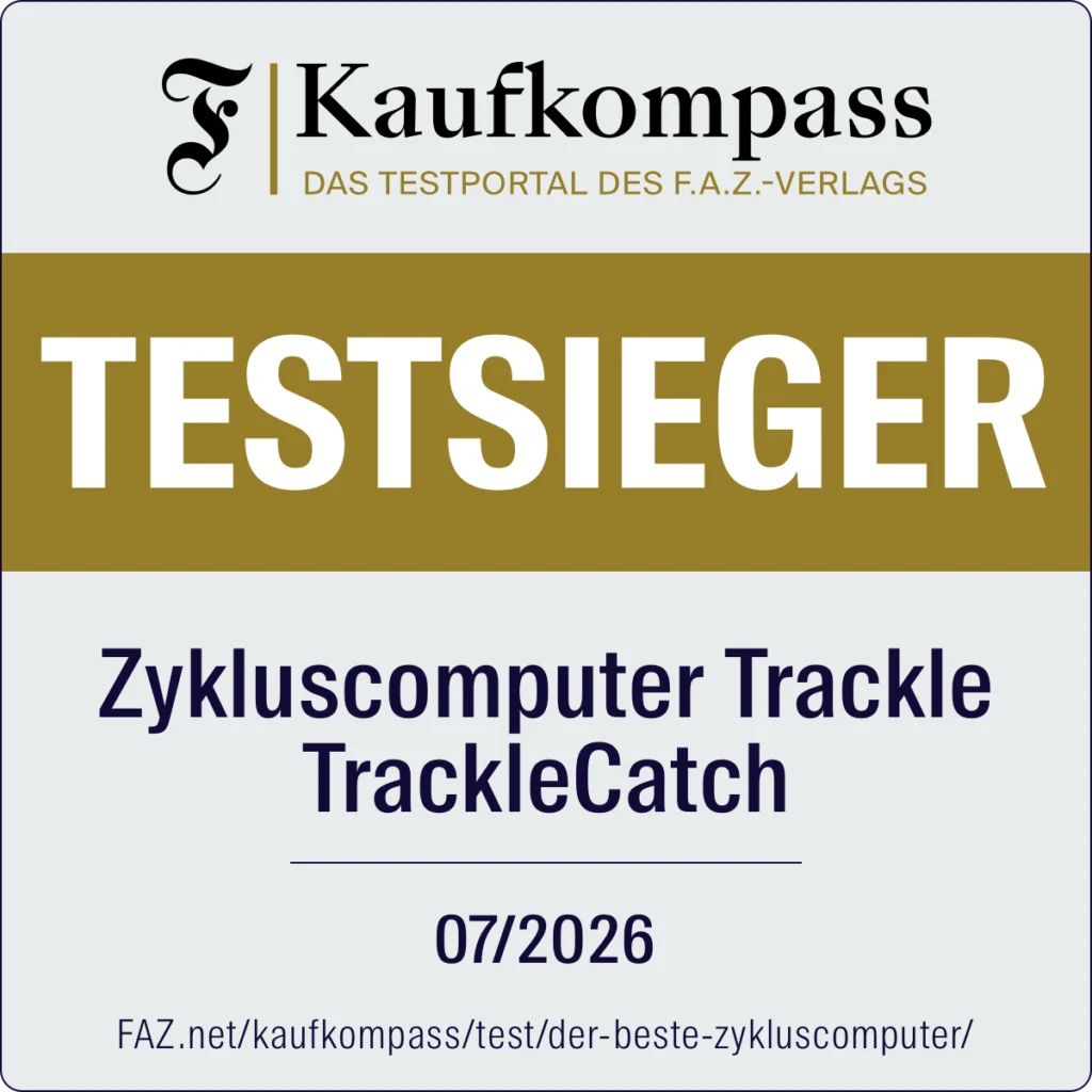 Testsiegel von Kaufkompass (F.A.Z.-Verlag): trackle Zykluscomputer als Testsieger ausgezeichnet