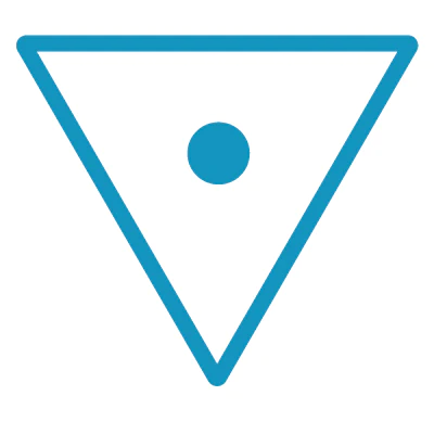 trackle App Symbol: Ein umgedrehtes türkises Dreieck mit Punkt markiert den Zervixschleim-Höhepunkt in der Zykluskurve.