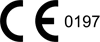 Das offizielle CE-Logo in Schwarz, gefolgt von der vierstelligen Kennnummer 0197. Dieses Symbol bestätigt, dass trackle die Anforderungen der europäischen Medizinprodukteverordnung erfüllt und von einer benannten Stelle geprüft wurde.
